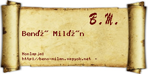 Benő Milán névjegykártya