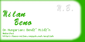 milan beno business card